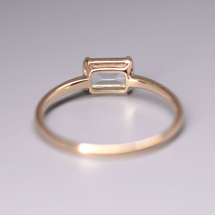 Natural Blue Topaz Wedding Band 14K Yellow Gold Ring