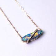 One-of-a-Kind Australian Boulder Opal & Diamond Necklace 18K Yellow Gold