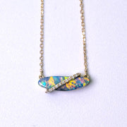 One-of-a-Kind Australian Boulder Opal & Diamond Necklace 18K Yellow Gold
