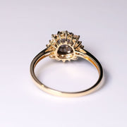 Bright Boulder Opal Halo Diamond Engagement Ring 18K Yellow Gold