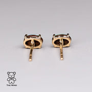 Minimalist Bright Australian Doublet Opal Oval Stud Earrings 14K Yellow Gold