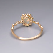 Bubble Tea Design Australian Opal Diamond Engagement Ring 18K Yellow Gold