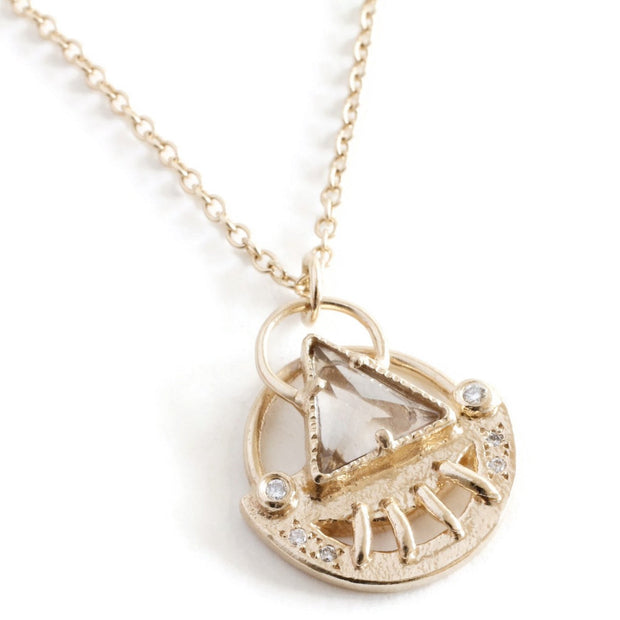 Celestial Triangle Necklace-Smokey. -N150YGSQ, N150RGSQ