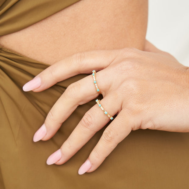 Marilyn 14K Gold Turquoise Ring with White Diamonds