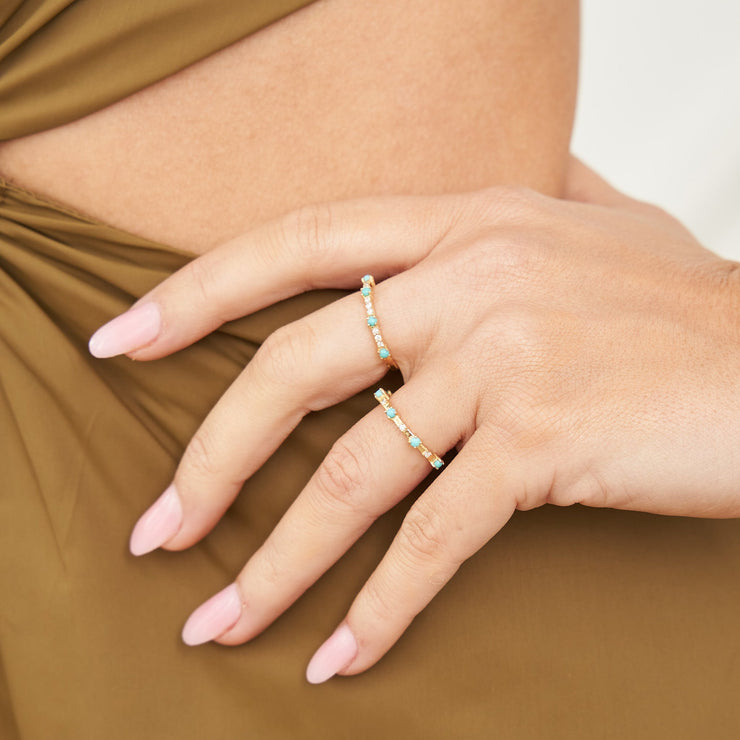 Marilyn 14K Gold Turquoise Ring with White Diamonds