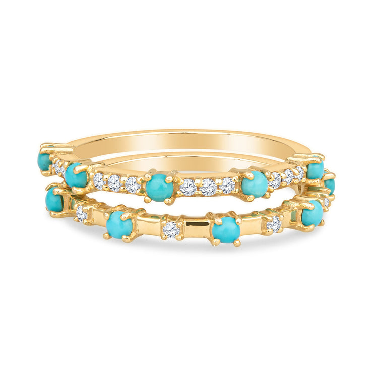 Marilyn 14K Gold Turquoise Ring with White Diamonds