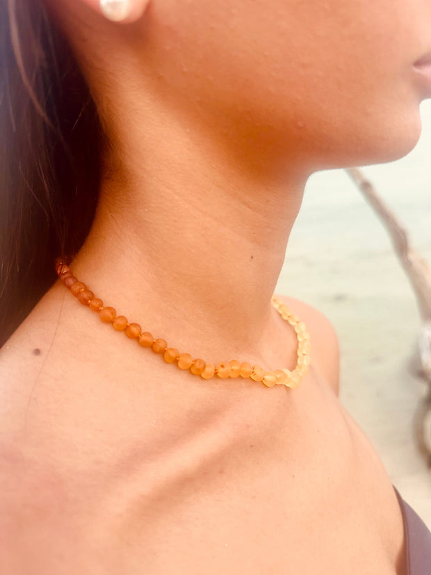 Raw Baltic Amber + Sunflower || Necklace ||