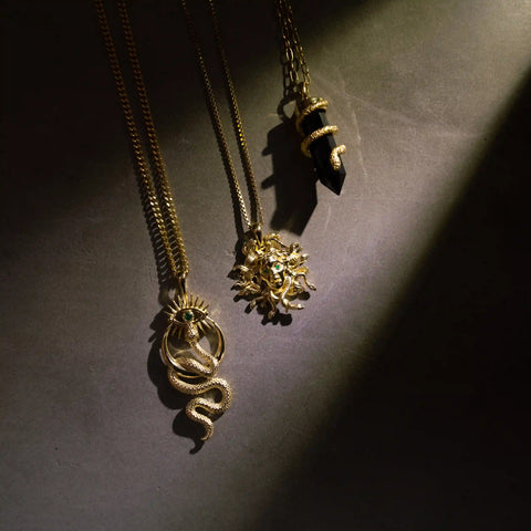 Onyx Crystal Snake Necklace