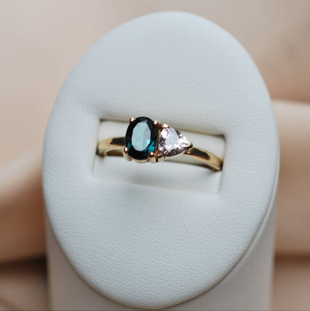 14k Yellow Gold Tourmaline & Pink Sapphire Ring - One of a Kind