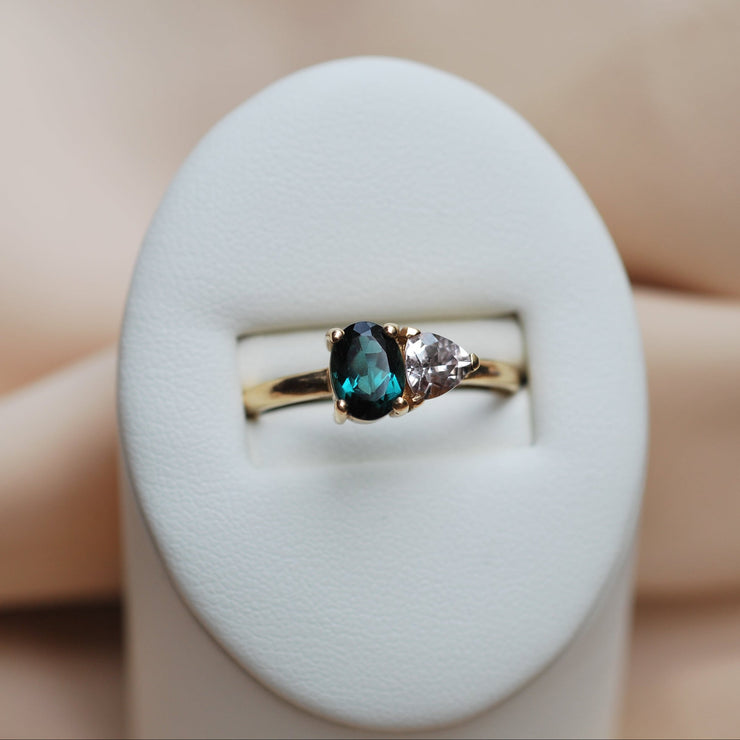 14k Yellow Gold Tourmaline & Pink Sapphire Ring - One of a Kind