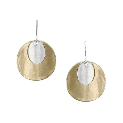 Curved Oval with Curved Disc Wire Earring