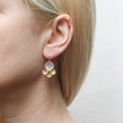 Discs with Three Dished Discs Wire Earring