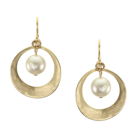Medium Cutout Disc and Pearl Wire Earring