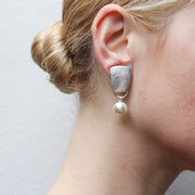 Taper with Large Pearl Clip or Post Earring