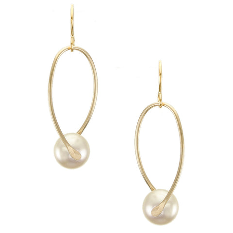 Suspended Pearl Wire Earring
