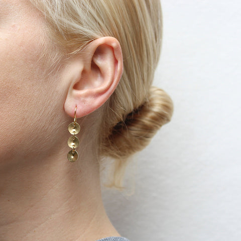 Three Linked Cymbals Wire Earrings