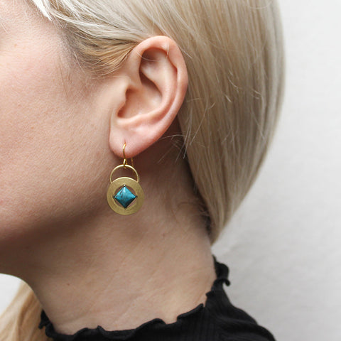 Wide Ring with Square Turquoise Gem Wire Earrings