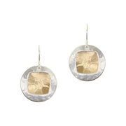 Discs with Square Cutout Wire Earrings