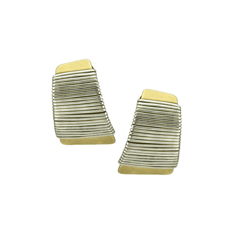 Wire-Wrapped Tapered Rectangle Clip or Post Earring
