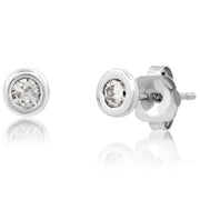 14K Yellow or White Gold Single Bezel Diamond Stud Earrings