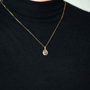 Elegant Fire Opal, Diamond Tsavorite Necklace 18K Yellow Gold