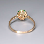 14K Yellow Gold Engagement Ring featuring Australian Opal Halo Tsavorite