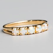 Eternity Australian Solid Opal Wedding Band 14K Yellow Gold