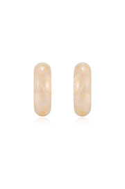 Beige Resin & Pearl Chunky Hoops