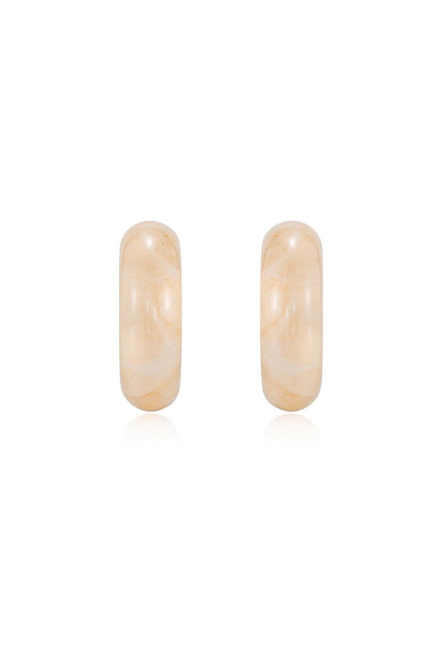 Beige Resin & Pearl Chunky Hoops