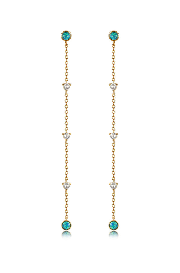 Green Kyocera Opal Drop Earrings