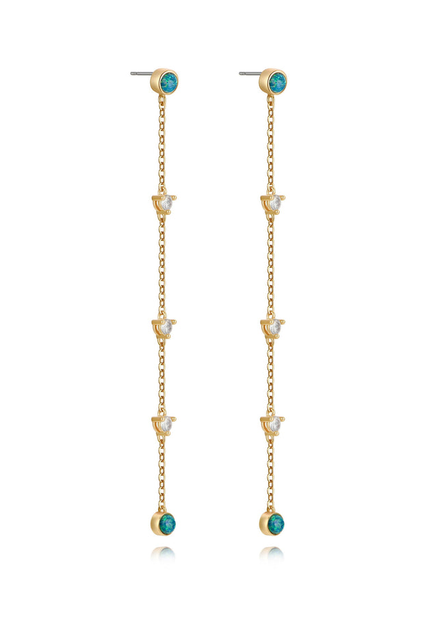 Green Kyocera Opal Drop Earrings