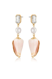 Golden Rimmed Shell Dangle Earrings