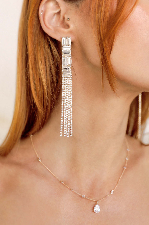 Art Deco Crystal Chain Earrings