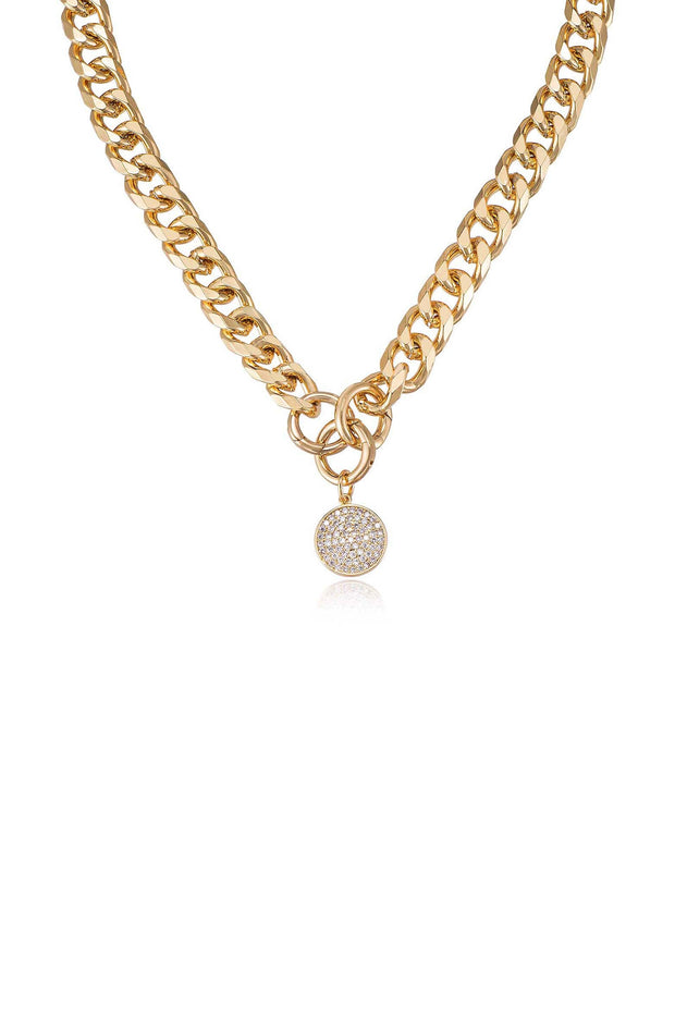 Crystal Disc Charm and Chain Necklace