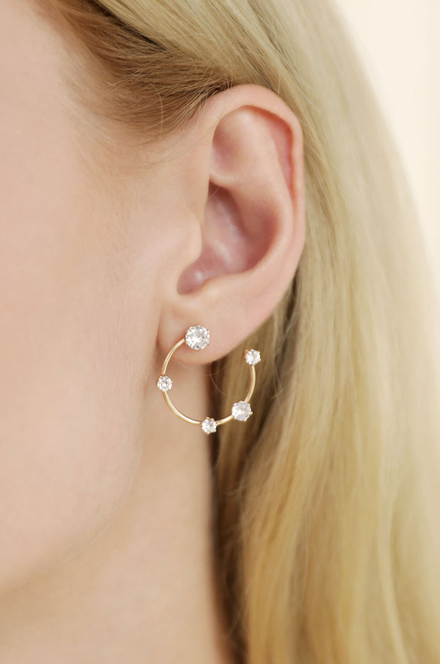 Celestial Small Wire & Crystal Ring Earrings