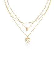 Circles of Crystal Dainty Layered Necklace Set