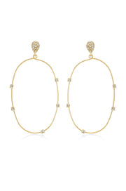 Delicate Crystal Large Oval Hoop Earrings