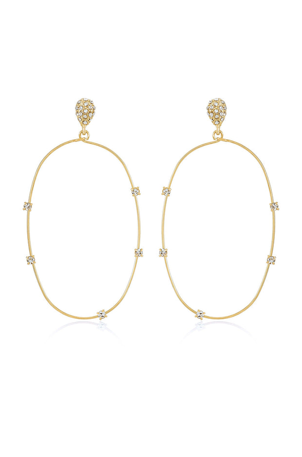 Delicate Crystal Large Oval Hoop Earrings