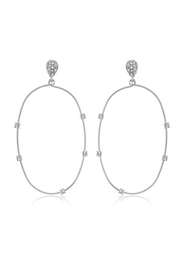 Delicate Crystal Large Oval Hoop Earrings