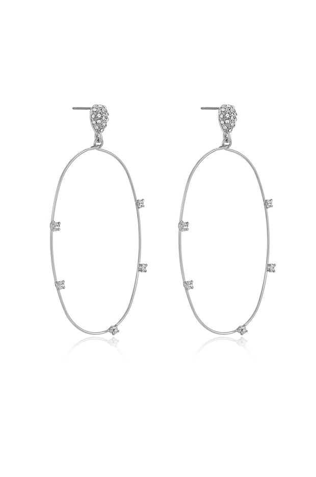 Delicate Crystal Large Oval Hoop Earrings