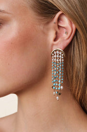 Aqua Galaxy Fringe Earrings