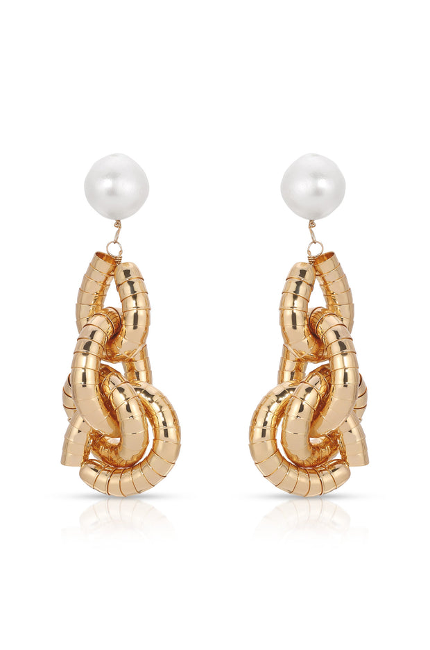 Liquid Gold Pearl Drop Earrings