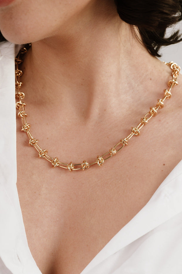 Knotted Chain 18k Gold Plated Necklace