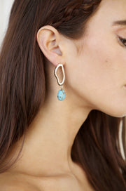 Open Circle Turquoise Dangle Earrings