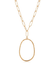 Large Oval Pendant Chain Link Necklace