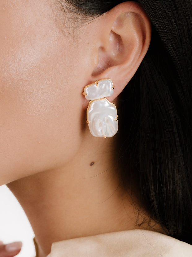 Edge of Water Double Pearl Earrings