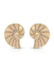 Crystal Studded Nautilus Shell Earrings