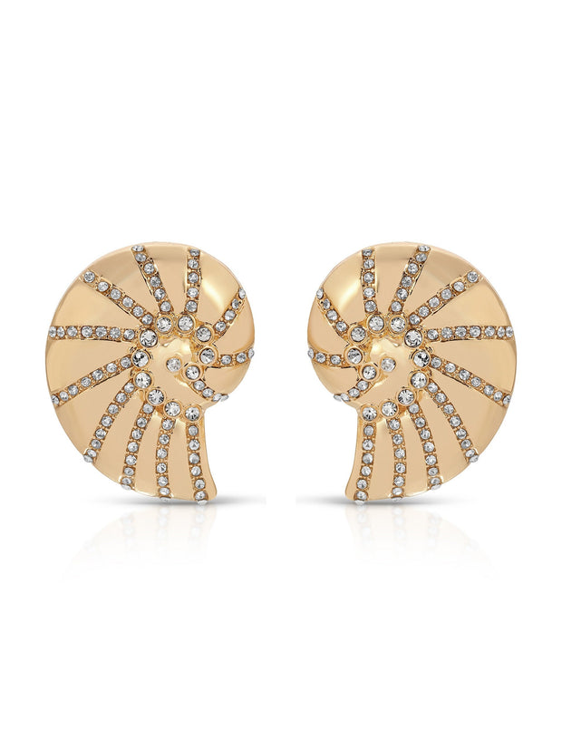 Crystal Studded Nautilus Shell Earrings