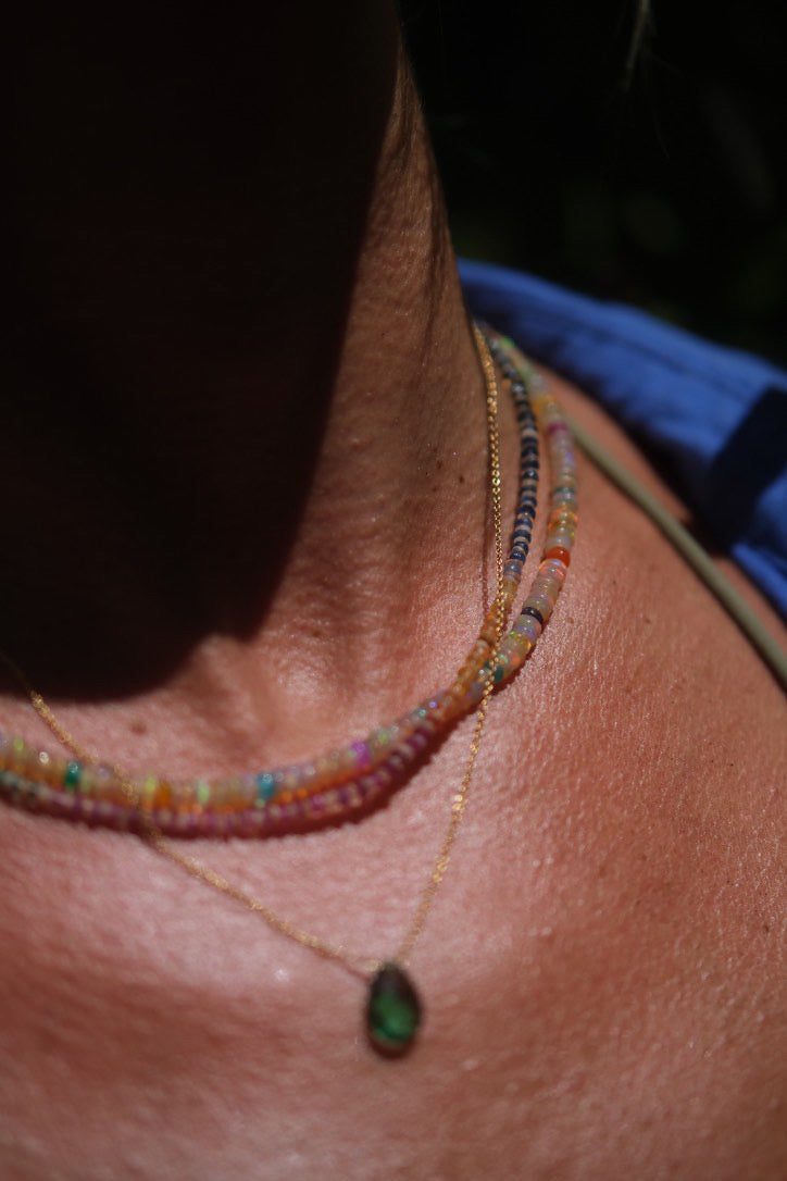 Rainbow Sapphire and Opal Gemstone Beaded Necklace