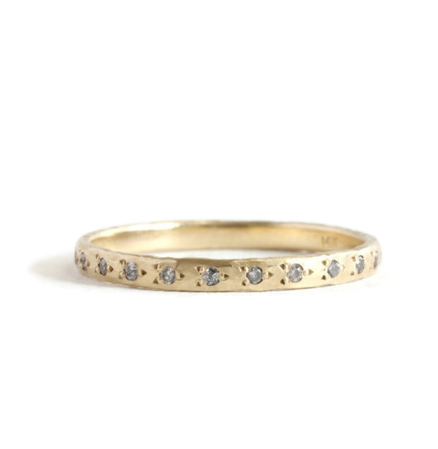 Gray Diamond 3 bead setting eternity band -R181YG, R181RG, R181WG
